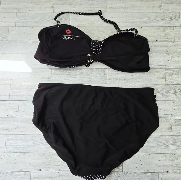 Marilyn Monroe High Waisted Pin-Up Polka Dot Bikini Women's Size Large - Picture 5 of 9